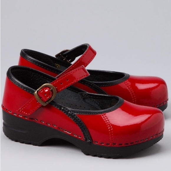 Dansko Marcelle Clogs Mary Jane Red Black Patent Leather EU 36 5.5-6 Y2K Goth - Picture 1 of 16